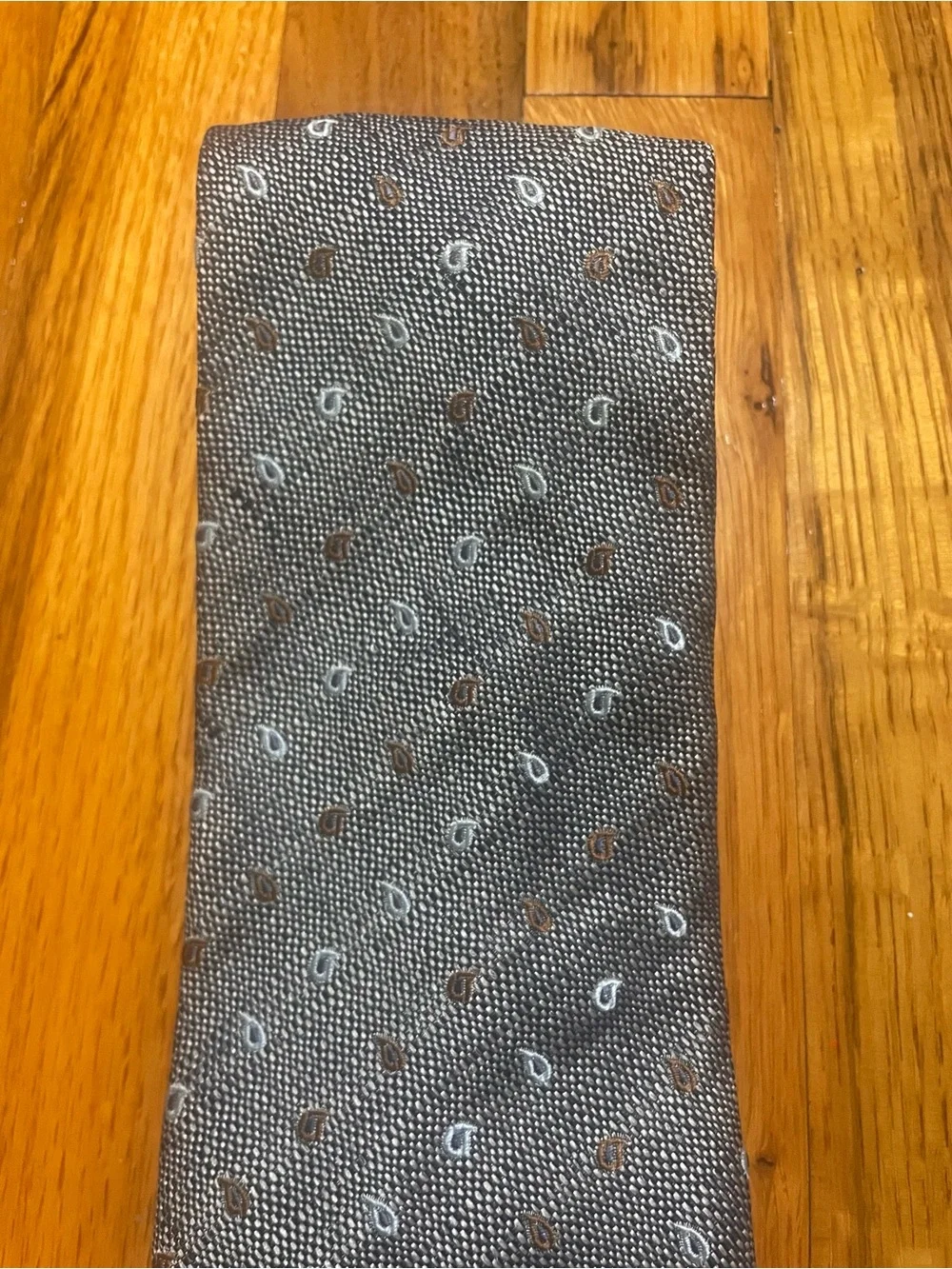 $390 Ermenegildo Zegna Paisley Embroidered Houndstooth 100% Silk Tie